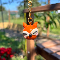 Porte-Clés Renard en Pâte Fimo - Fait Main et Unique | Fimou