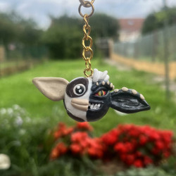 Porte-clés Gizmo x Gremlins en pâte Fimo - Fait main et verni